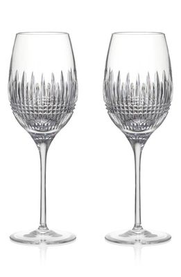 Waterford Lismore Diamond Essence Set of 2 Crystal White Wine Glasses in Clear