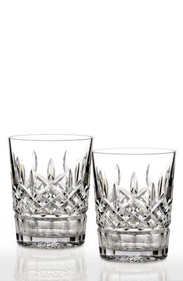 Waterford Lismore Set of 2 Lead Crystal Double Old Fashioned Glasses in Clear