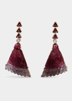 Watermelon Tourmaline and Diamond Earrings in 18K Gold