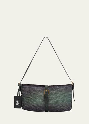 Watermill Buckle Ombre Straw Shoulder Bag