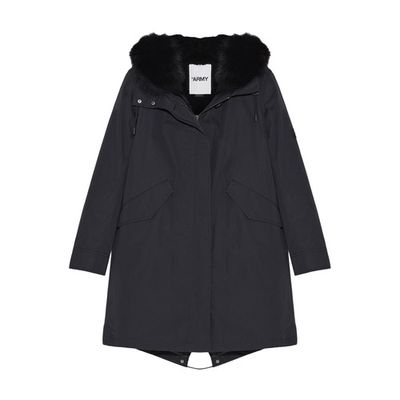 Waterproof cotton blend parka with fox and rabbit fur