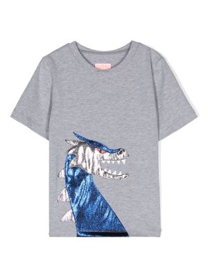 WAUW CAPOW by BANGBANG Good Luck Dragon mélange T-shirt - Grey