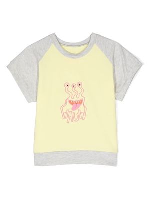 WAUW CAPOW by BANGBANG Lil' Monster-embroidered T-shirt - Yellow