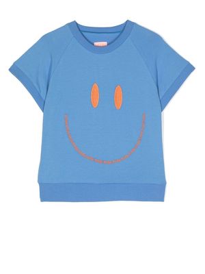 WAUW CAPOW by BANGBANG smile-embroidered cotton t-shirt - Blue