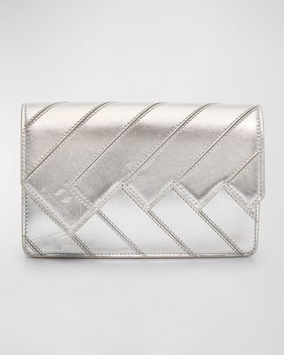 Wave Metallic Leather Wallet on Chain