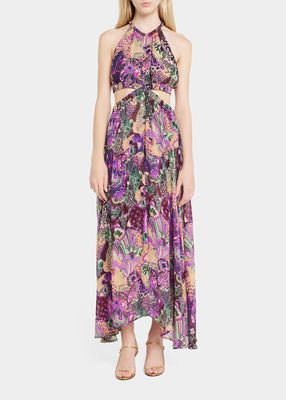 Waverly Printed High-Neck Midi Dress