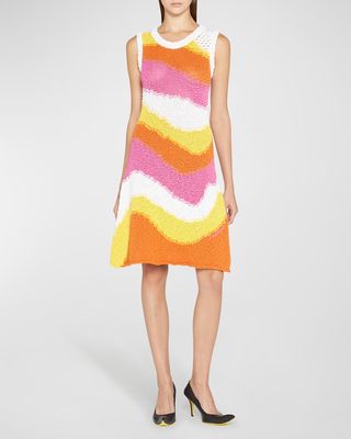 Wavy Crochet Knit Sleeveless Dress