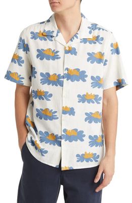 Wax London Didcot Floral Bowling Shirt in Blue