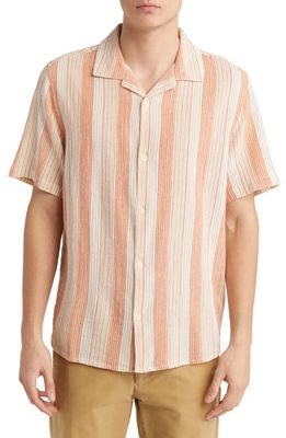 Wax London Didcot Striple Stripe Bowling Shirt in Orange