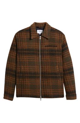 Wax London Greenland Lawford Plaid Wool Blend Felt Jacket in Khaki