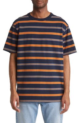 Wax London Iyan Oversize Stripe Organic Cotton T-Shirt in Navy