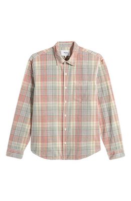 Wax London Shelly Plaid Corduroy Button-Up Shirt in Pink/Sage