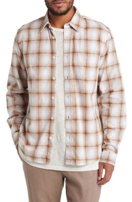 Wax London Shelly Plaid Flannel Button-Up Shirt in Ecru/Brown
