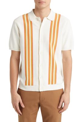 Wax London Tellaro Stretch Cotton Blend Short Sleeve Button-Up Shirt in Ecru