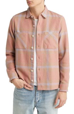 Wax London Whiting Button-Up Overshirt in Pink/Blue