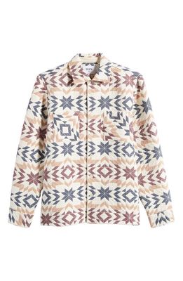 Wax London Whiting Quilted Jacquard Overshirt in Ecru/Burgundy