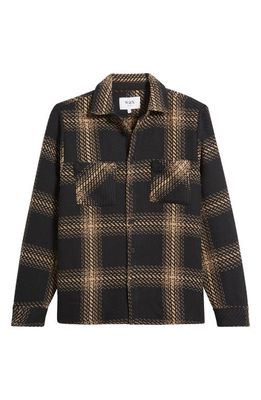 Wax London Whiting Zap Check Button-Up Overshirt in Black /Beige