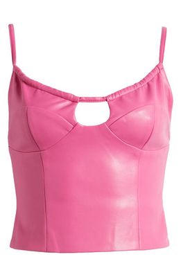 WAYF Annie Faux Leather Camisole in Magenta