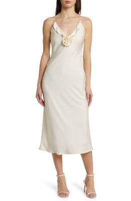 WAYF Bailey Floral Satin Slipdress in Cream