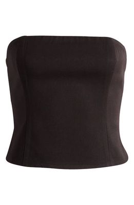 WAYF Brightly Strapless Faux Leather Top in Black