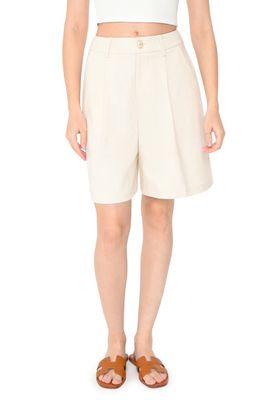 WAYF Carlotta Pleated Shorts in Cream 