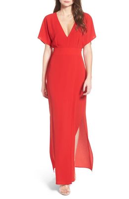 WAYF Carrara Slit Maxi Dress in Red