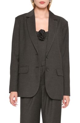 WAYF Cindy Pinstripe Blazer in Charcoal