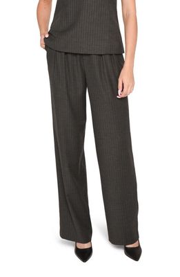 WAYF Cindy Pleated Pinstripe Trousers in Charcoal
