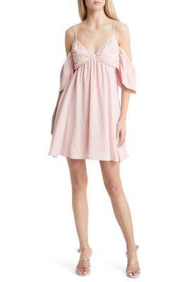 WAYF Coco Cold Shoulder Minidress in Blush