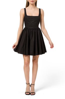 WAYF Corset Stretch Cotton A-Line Dress in Black