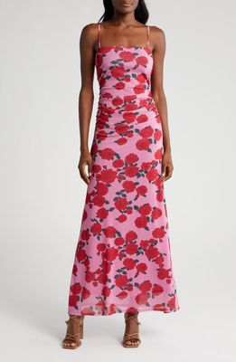 WAYF Isabella Floral Maxi Dress in Pink Roses