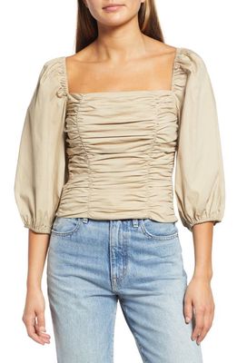 WAYF Isla Ruched Top in Natural