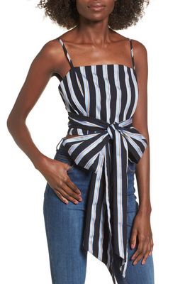 WAYF Kean Wrap Crop Top in Blue Stripe