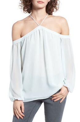 WAYF Liberty Off the Shoulder Blouse in Chalk Blue