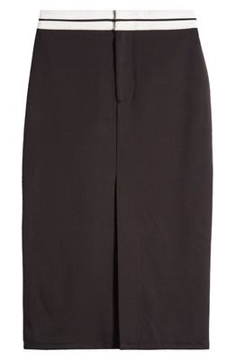 WAYF Nikki Stripe Waistband Trouser Skirt in Black