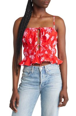 WAYF Paxton Stretch Cotton Camisole Top in Red Floral