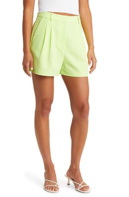 WAYF Pleat Shorts in Lemon Lime