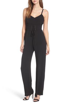 WAYF Riply Corset Jumpsuit in Black