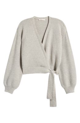 WAYF Sterling Wrap Sweater in Light Grey