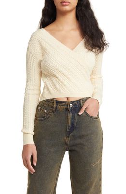 WAYF Surplice Neck Sweater in Cream