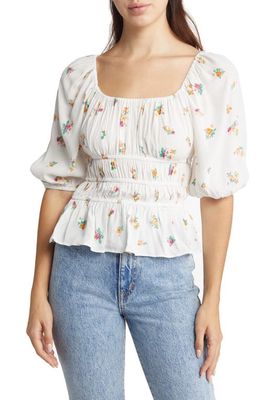 WAYF Thalia Floral Blouse in Ivory Ditsy