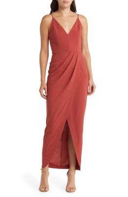 WAYF The Ines V-Neck Tulip Gown in Sienna