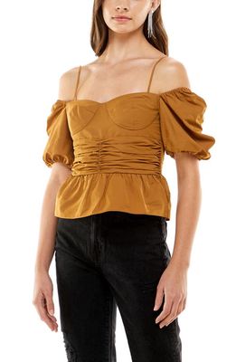 WAYF x Emma Rose Tipsy Convertible Neck Bustier Top in Gold