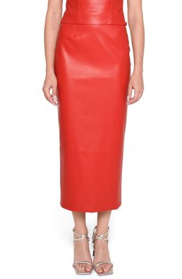 WAYF x Jourdan Sloane Giselle Faux Leather Pencil Skirt in Red