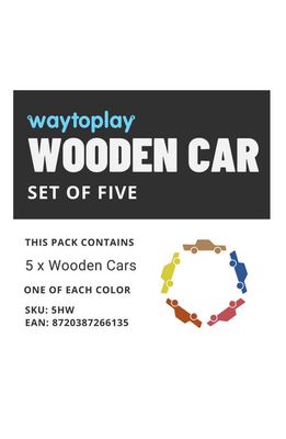 Waytoplay Kids' Back & Forth Set of 5 Wooden Toy Cars in Multi
