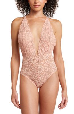 WE ARE HAH Comin' in Haht Lace Bodysuit in Copper Rose