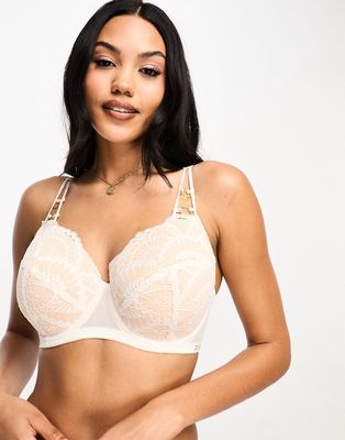 We Are We Wear Fuller Bust padded plunge bra with hardware detail in white