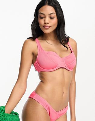 We Are We Wear Fuller bust rib stacey underwire bikini top in cerise pink