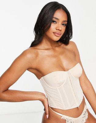 We Are We Wear nylon blend corset bra in oyster-White