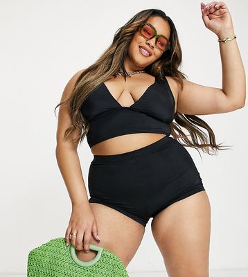 We Are We Wear Plus Stevie swim short in black